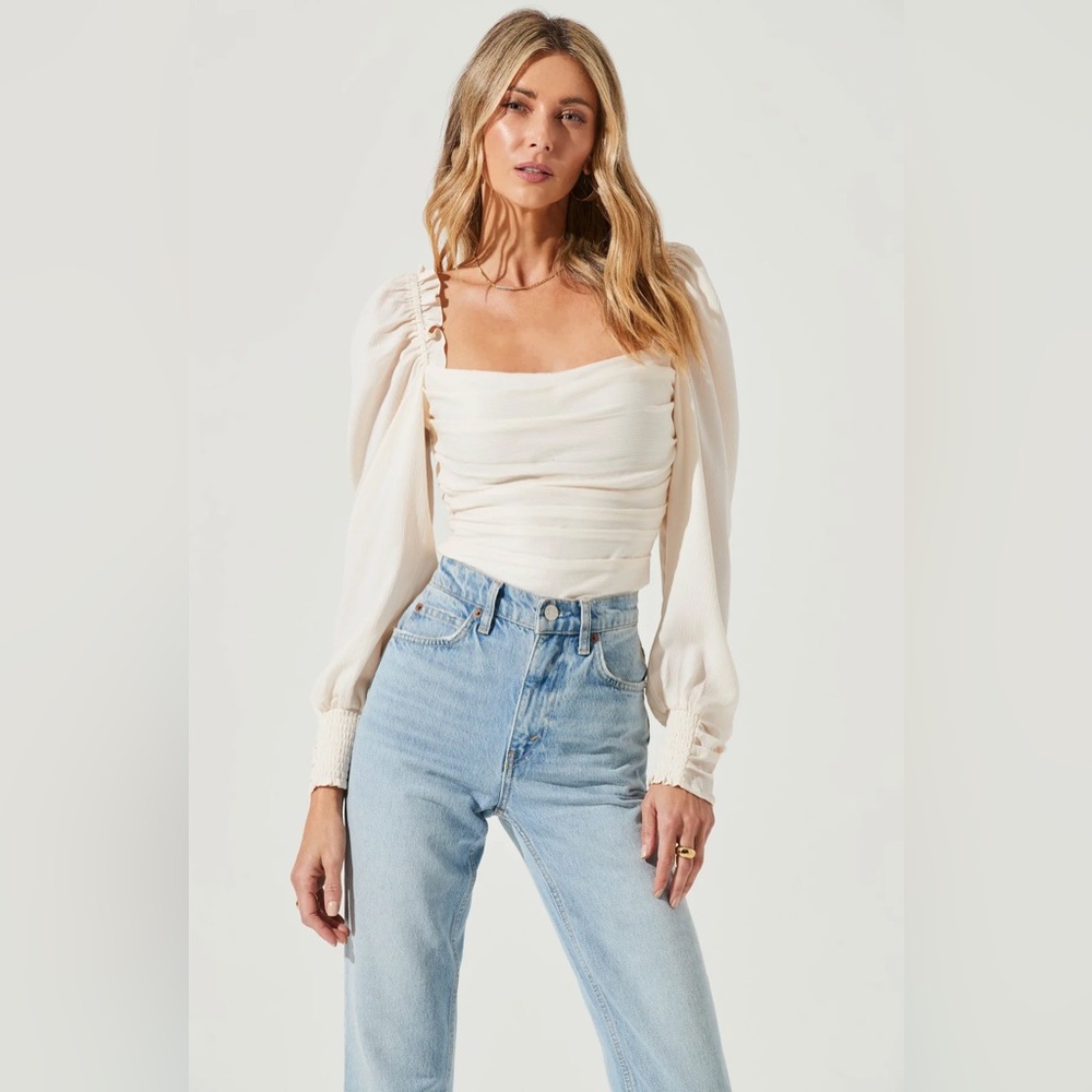 ASTR The Label Puff Sleeve Square Neck Top size XL